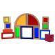 The designer wooden goki Iridescent construction blocks with windows (58620) The designer wooden goki Iridescent construction blocks with windows (58620)