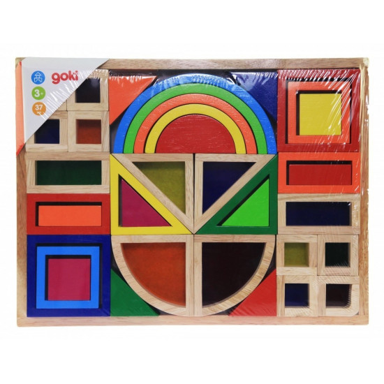 The designer wooden goki Iridescent construction blocks with windows (58620) The designer wooden goki Iridescent construction blocks with windows (58620)