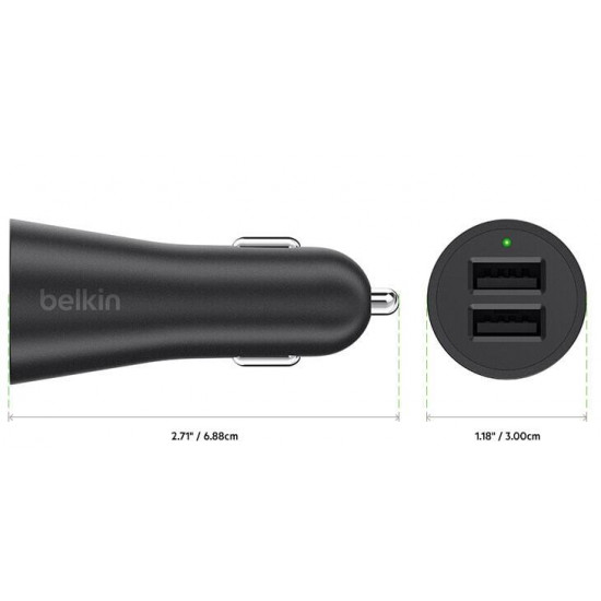 Автомобильное зарядное устройство Belkin Metallic Dual USB Black Автомобильное зарядное устройство Belkin Metallic Dual USB Black