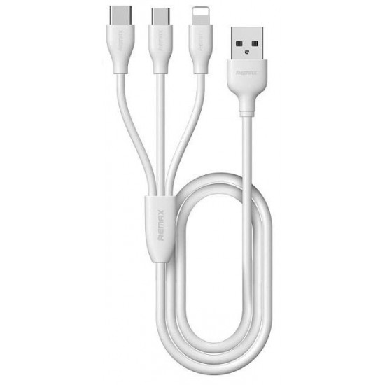 Remax Rocket 2xUSB 2.4A car charger + 3in1 Cable White Remax Rocket 2xUSB 2.4A car charger + 3in1 Cable White
