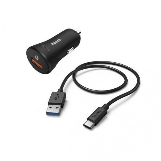 Hama Quick Charge 3.0 + Type-C Cable Black car charger Hama Quick Charge 3.0 + Type-C Cable Black car charger