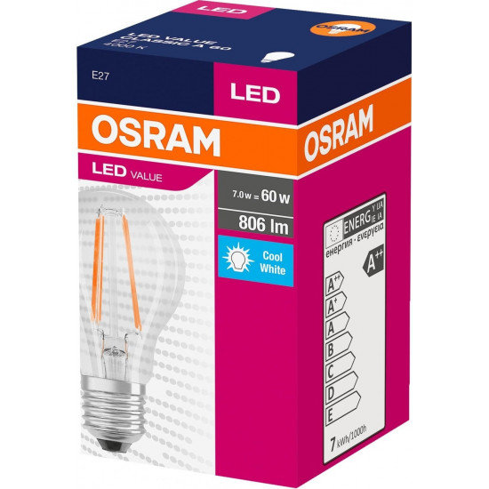 Лампа світлодіодна OSRAM LED Value Filament A60 7W (806Lm) 400K <h2> Лампа світлодіодна OSRAM LED Value Filament A60 </h2> <p> OSRAM - один з провідних світових виробників світлотехніки. Компанія була заснована в 1906 році в Берліні. </p> <p> Висока якіст Лампа світлодіодна OSRAM LED Value Filament A60 7W (806Lm) 400K <h2> Лампа світлодіодна OSRAM LED Value Filament A60 </h2> <p> OSRAM - один з провідних світових виробників світлотехніки. Компанія була заснована в 1906 році в Берліні. </p> <p> Висока якіст