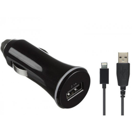 Kit Premium USB Charger 2.1A + Lightning Cable Black car charger Kit Premium USB Charger 2.1A + Lightning Cable Black car charger