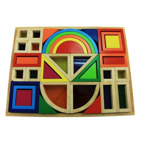The designer wooden goki Iridescent construction blocks with windows (58620) The designer wooden goki Iridescent construction blocks with windows (58620)