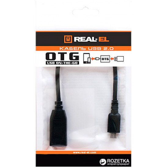 Adapter Real-El OTG USB 2.0 AF - microUSB BM 0.1 m Black Adapter Real-El OTG USB 2.0 AF - microUSB BM 0.1 m Black