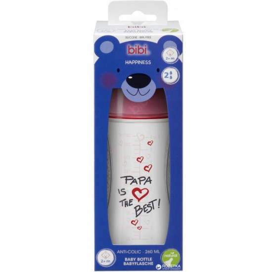 Бутылочка для кормления Bibi Счастье Папа Natural 260 мл (114651Р) (7610472859231) Бутылочка для кормления Bibi Счастье Папа Natural 260 мл (114651Р) (7610472859231)