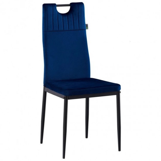Dining chair for kitchen, living room, cafe Alabama steel black/fabric velor dark blue AMF Dining chair for kitchen, living room, cafe Alabama steel black/fabric velor dark blue AMF