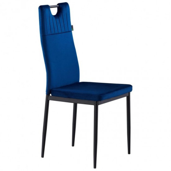 Dining chair for kitchen, living room, cafe Alabama steel black/fabric velor dark blue AMF Dining chair for kitchen, living room, cafe Alabama steel black/fabric velor dark blue AMF
