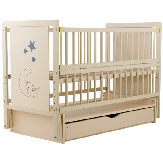 Bed Babyroom Teddy Bear M-03 pendulum, drawer, folding side beech ivory Bed Babyroom Teddy Bear M-03 pendulum, drawer, folding side beech ivory