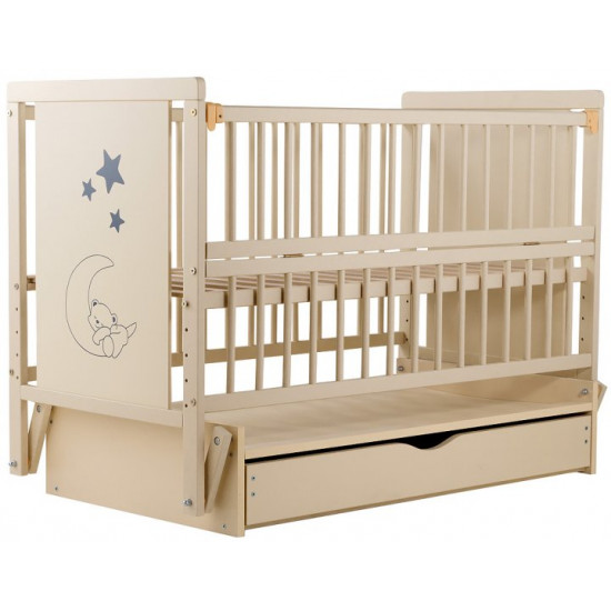 Bed Babyroom Teddy Bear M-03 pendulum, drawer, folding side beech ivory Bed Babyroom Teddy Bear M-03 pendulum, drawer, folding side beech ivory
