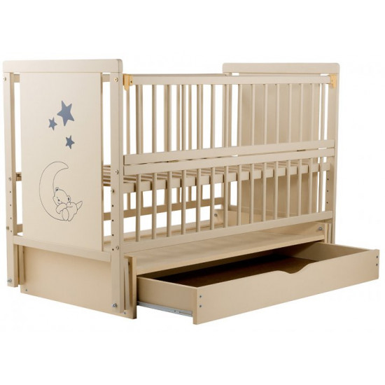 Bed Babyroom Teddy Bear M-03 pendulum, drawer, folding side beech ivory Bed Babyroom Teddy Bear M-03 pendulum, drawer, folding side beech ivory