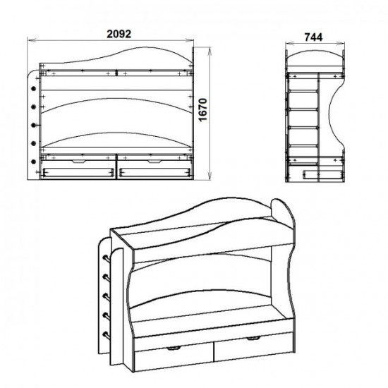 Children's bunk bed Breeze Companit 70x190 wenge Children's bunk bed Breeze Companit 70x190 wenge
