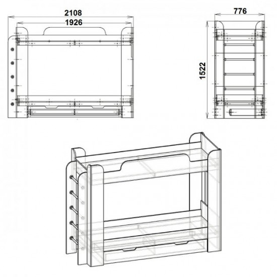 Children's bunk bed Twix Companit 70x190 white Children's bunk bed Twix Companit 70x190 white