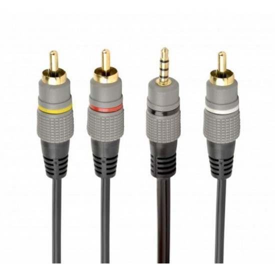 Аудіо-кабель Cablexpert (CCAP-4P3R-1.5M) 3.5мм-3RCA, 1.5м, Black