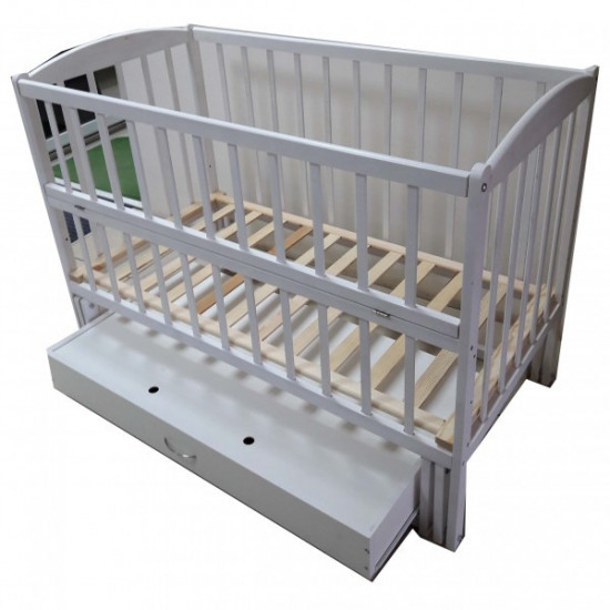 Baby crib Baby White with pendulum mechanism and drawer White Baby crib Baby White with pendulum mechanism and drawer White