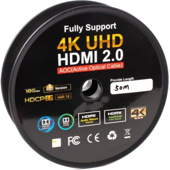 Кабель оптический Cablexpert HDMI-HDMI 50 м Черный (CCBP-HDMI-AOC-50M) Кабель оптический Cablexpert HDMI-HDMI 50 м Черный (CCBP-HDMI-AOC-50M)