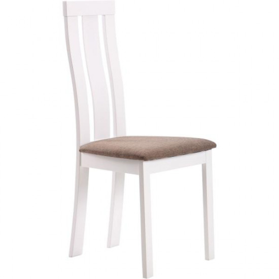 Dining chair for kitchen, cafe, bar York wood white/fabric brown AMF Dining chair for kitchen, cafe, bar York wood white/fabric brown AMF