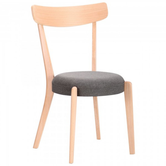 Dining chair for kitchen, cafe, bar Pecorino bleached beech wood/graphite fabric AMF Dining chair for kitchen, cafe, bar Pecorino bleached beech wood/graphite fabric AMF