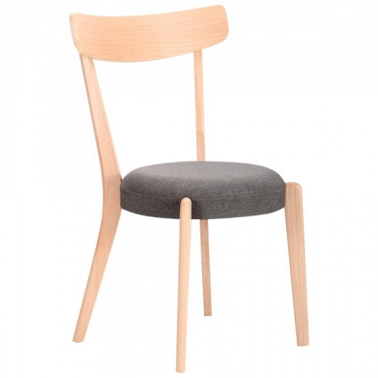 Dining chair for kitchen, cafe, bar Pecorino bleached beech wood/graphite fabric AMF Dining chair for kitchen, cafe, bar Pecorino bleached beech wood/graphite fabric AMF