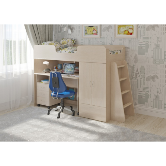 Ліжко-горище KidsBunkBed K-040 дуб молочний 2128 × 834 × 1395 мм