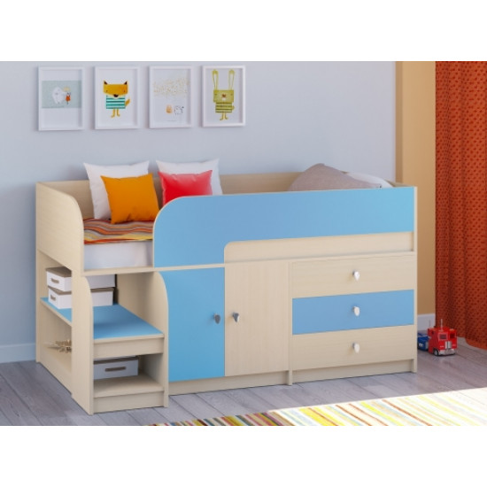 Children's attic bed KidsBunkBed CH-58 oak milky blue 1632 x 990 x 900 mm Children's attic bed KidsBunkBed CH-58 oak milky blue 1632 x 990 x 900 mm