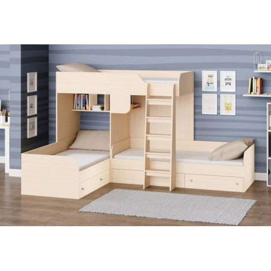 Триярусне ліжко KidsBunkBed T-03 дуб молочний 1690х1942х 3292 мм
