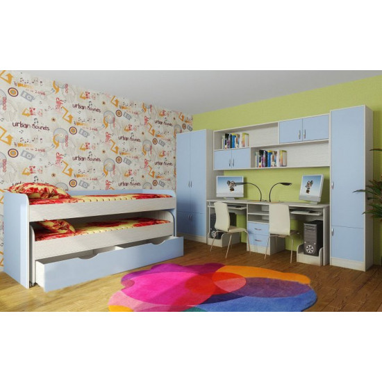 Детская комната KidsBunkBed K-009 дуб молочный лазурь 1940х650х850 мм Детская комната KidsBunkBed K-009 дуб молочный лазурь 1940х650х850 мм