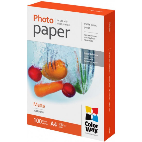 Photo paper ColorWay matte 220 g/m A4 100 l (PM220100A4) Photo paper ColorWay matte 220 g/m A4 100 l (PM220100A4)