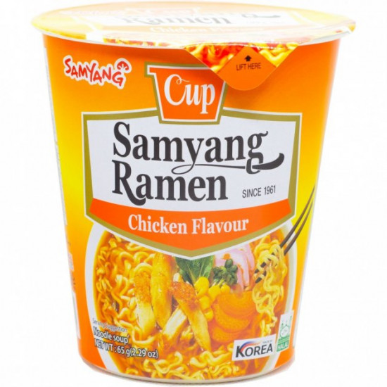 Ramen soup with chicken flavor in a glass Samyang 65g Ramen soup with chicken flavor in a glass Samyang 65g