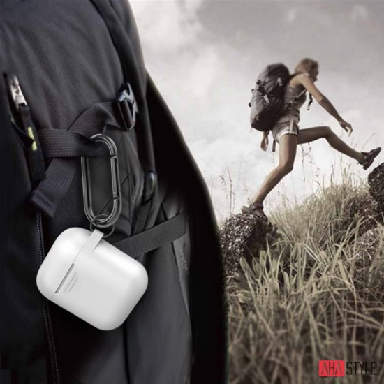  Классический Силиконовый чехол AhaStyle с карабином для Apple AirPods White (AHA-01060-WHT)