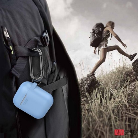 Классический Силиконовый чехол AhaStyle с карабином для Apple AirPods Blue (AHA-01060-SBL) Классический Силиконовый чехол AhaStyle с карабином для Apple AirPods Blue (AHA-01060-SBL)