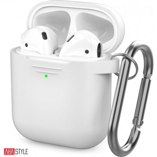  Классический Силиконовый чехол AhaStyle с карабином для Apple AirPods White (AHA-01060-WHT)