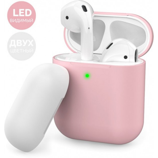 Двухцветный Силиконовый чехол AhaStyle для Apple AirPods Pink white (AHA-01380-PPW) Двухцветный Силиконовый чехол AhaStyle для Apple AirPods Pink white (AHA-01380-PPW)
