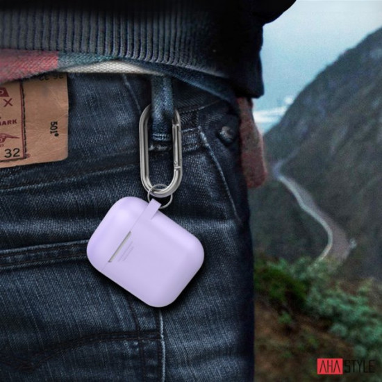 AhaStyle Classic Silicone Case with Carabiner for Apple AirPods Lavender (AHA-01060-LVR) AhaStyle Classic Silicone Case with Carabiner for Apple AirPods Lavender (AHA-01060-LVR)