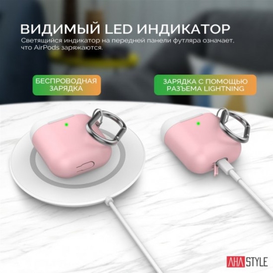Two-color AhaStyle Silicone case with carabiner for Apple AirPods Pink white (AHA-01460-PPW) Two-color AhaStyle Silicone case with carabiner for Apple AirPods Pink white (AHA-01460-PPW)