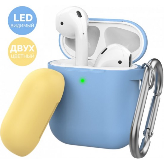 Two-color AhaStyle Silicone case with carabiner for Apple AirPods Blue yellow (AHA-01460-SSY) Two-color AhaStyle Silicone case with carabiner for Apple AirPods Blue yellow (AHA-01460-SSY)