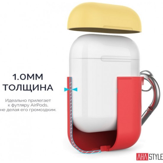 Two-color AhaStyle Silicone case with carabiner for Apple AirPods Red yellow (AHA-01460-RRY) Two-color AhaStyle Silicone case with carabiner for Apple AirPods Red yellow (AHA-01460-RRY)