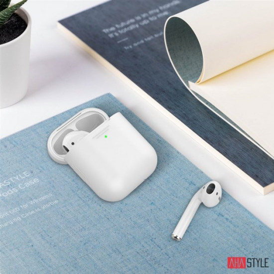 Силіконовий чохол AhaStyle дуо для Apple AirPods White (AHA-02020-WHT) Силіконовий чохол AhaStyle дуо для Apple AirPods White (AHA-02020-WHT)