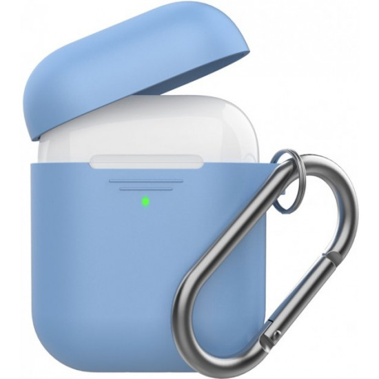 Силіконовий чохол AhaStyle дуо з карабіном для Apple AirPods Blue (AHA-02060-SBL) Силіконовий чохол AhaStyle дуо з карабіном для Apple AirPods Blue (AHA-02060-SBL)