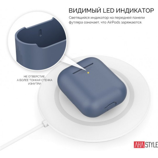 Силіконовий чохол AhaStyle дуо для Apple AirPods Navy blue (AHA-02020-NBL) Силіконовий чохол AhaStyle дуо для Apple AirPods Navy blue (AHA-02020-NBL)