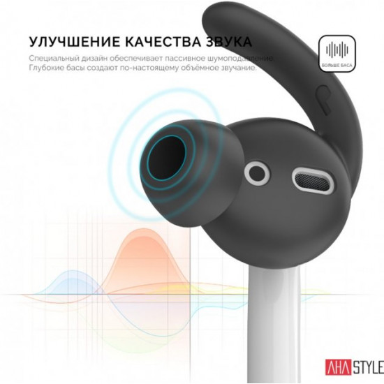 Вакуумные Силиконовые держатели AhaStyle для Apple AirPods Black (AHA-01400-BLK) Вакуумные Силиконовые держатели AhaStyle для Apple AirPods Black (AHA-01400-BLK)