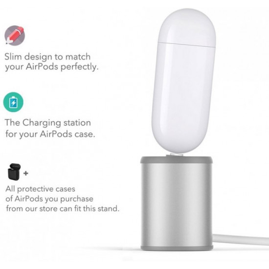 Алюминиевая подставка AhaStyle для Apple AirPods Silver (AHA-01080-SLR) Алюминиевая подставка AhaStyle для Apple AirPods Silver (AHA-01080-SLR)