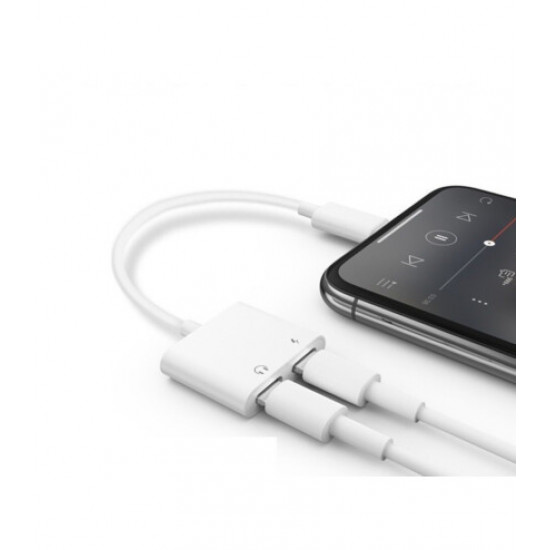 Переходник для Iphone, Dual Lightning Audio Charge Adapter J-008, белый Переходник для Iphone, Dual Lightning Audio Charge Adapter J-008, белый