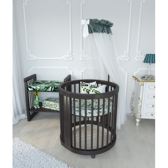 Round transformable crib with pendulum and drawers Bedsbee 12-in-1 Wenge (1052020) Round transformable crib with pendulum and drawers Bedsbee 12-in-1 Wenge (1052020)