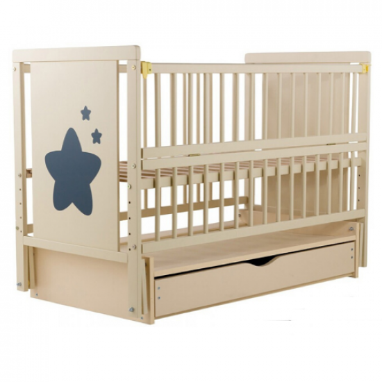 Baby crib with drawer and pendulum mechanism made of beech Teddy Bear Twins (Oak), beige Baby crib with drawer and pendulum mechanism made of beech Teddy Bear Twins (Oak), beige