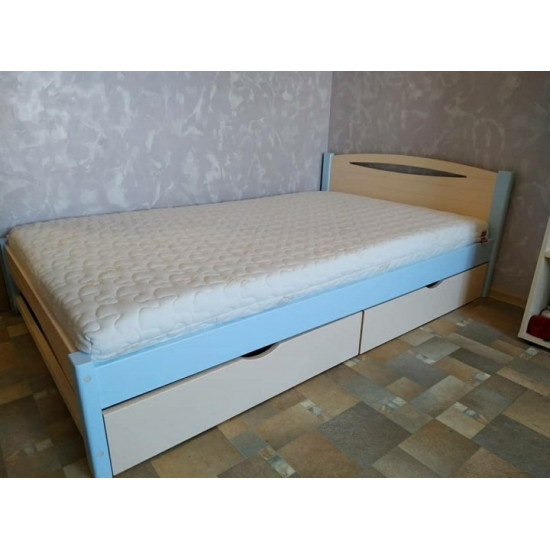 Ліжко односпальне RainbowDream Анімону 90х190 см ванільно-блакитний масив вільхи, з ящиками Ліжко односпальне RainbowDream Анімону 90х190 см ванільно-блакитний масив вільхи, з ящиками