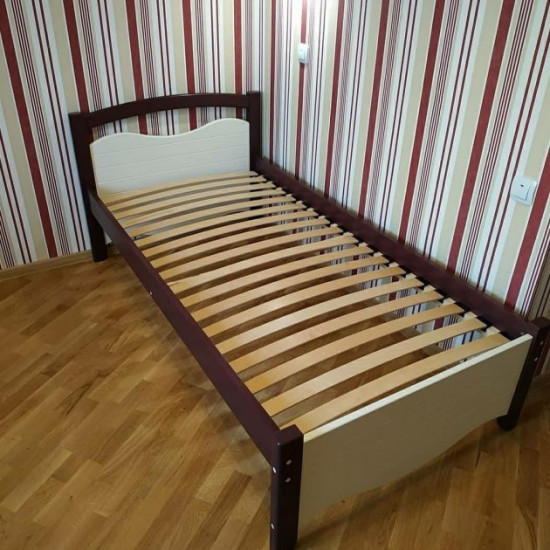Ліжко односпальне RainbowDream Фабертіно 90х190 см біло-бордовий масив вільхи, без ящиків Ліжко односпальне RainbowDream Фабертіно 90х190 см біло-бордовий масив вільхи, без ящиків