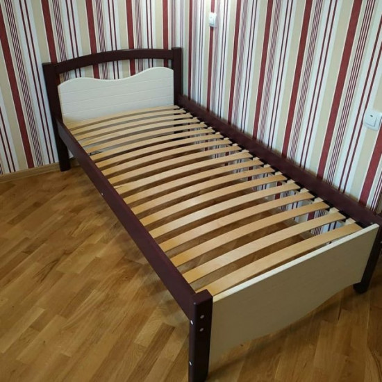 Ліжко односпальне RainbowDream Фабертіно 90х190 см біло-бордовий масив вільхи, без ящиків Ліжко односпальне RainbowDream Фабертіно 90х190 см біло-бордовий масив вільхи, без ящиків