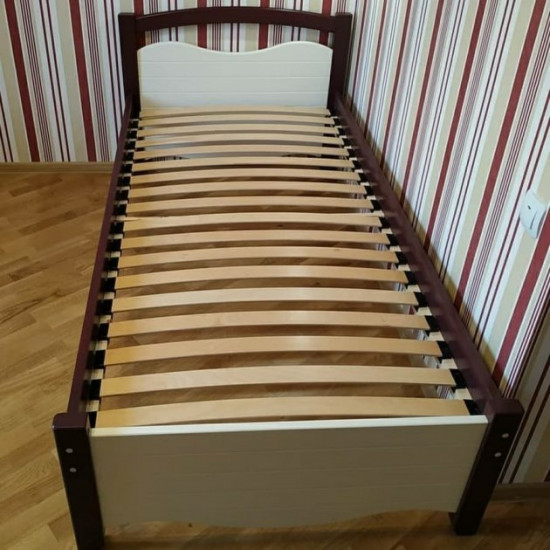Ліжко односпальне RainbowDream Фабертіно 90х190 см біло-бордовий масив вільхи, без ящиків Ліжко односпальне RainbowDream Фабертіно 90х190 см біло-бордовий масив вільхи, без ящиків