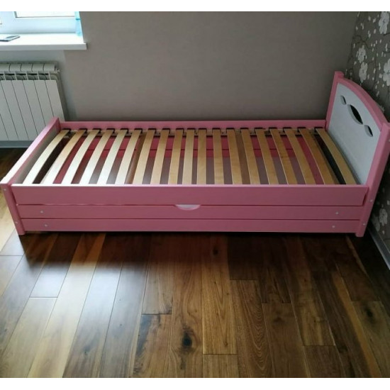 Ліжко односпальне RainbowDream Новус 80х200 см біло-рожевий масив вільхи, з підйомним механізмом Ліжко односпальне RainbowDream Новус 80х200 см біло-рожевий масив вільхи, з підйомним механізмом